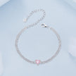 925 Sterling Silver White Gold Plated 8mm CZ Pendant Bracelet for Women