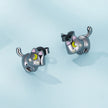 925 Sterling Silver Black Gold Plated Enamel CZ Earrings Size 10*14mm for Women
