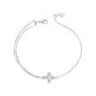 925 Sterling Silver White Gold Plated Bracelet with CZ Pendant 200mm for Women