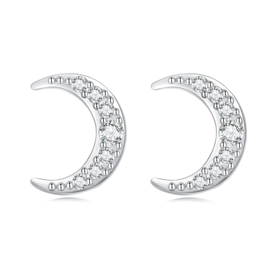 925 Sterling Silver Earrings with Pavé Setting CZ, 0.8*0.6cm for Women