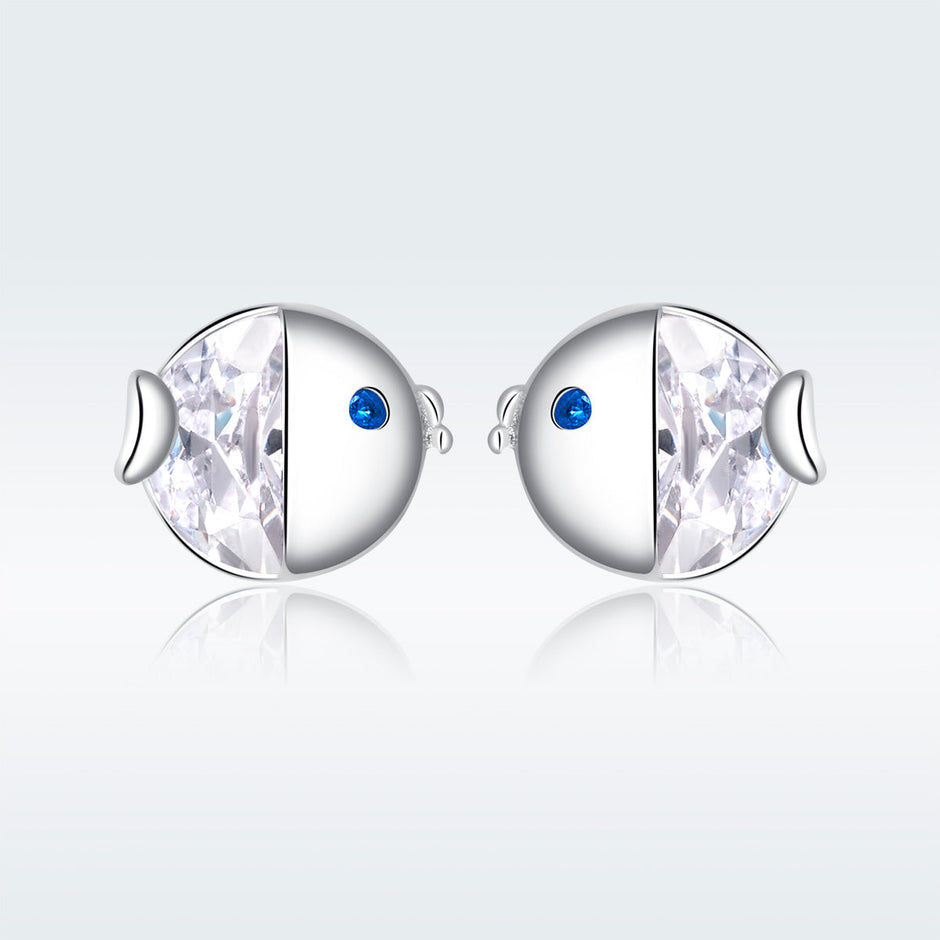 925 Sterling Silver Earrings with Pavé Setting CZ, Size 0.6*0.7cm, for Women