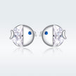 925 Sterling Silver Earrings with Pavé Setting CZ, Size 0.6*0.7cm, for Women