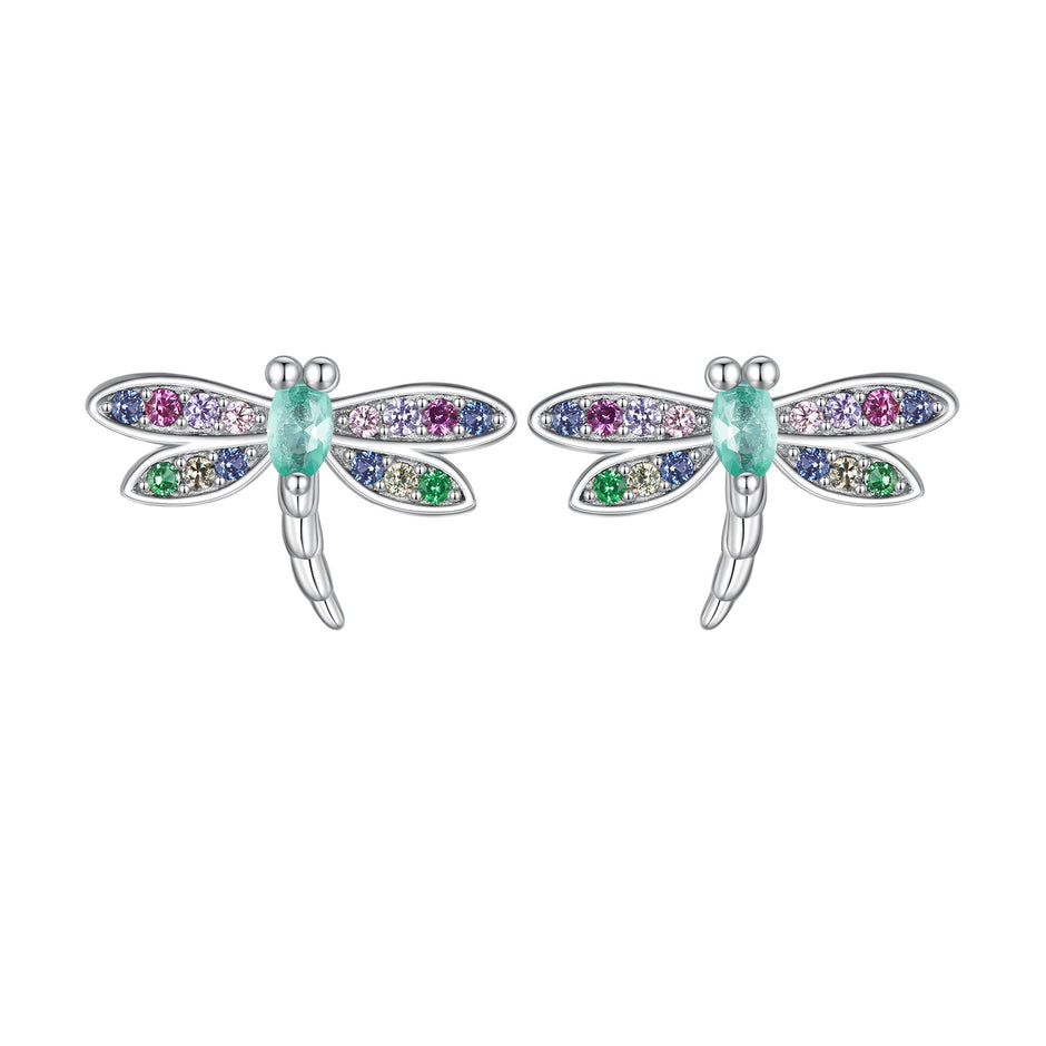 925 Sterling Silver Earrings with Pavé CZ and Transparent Glass