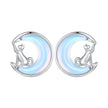 925 Sterling Silver Earrings with Transparent Glass, 13mm x 12mm for Women