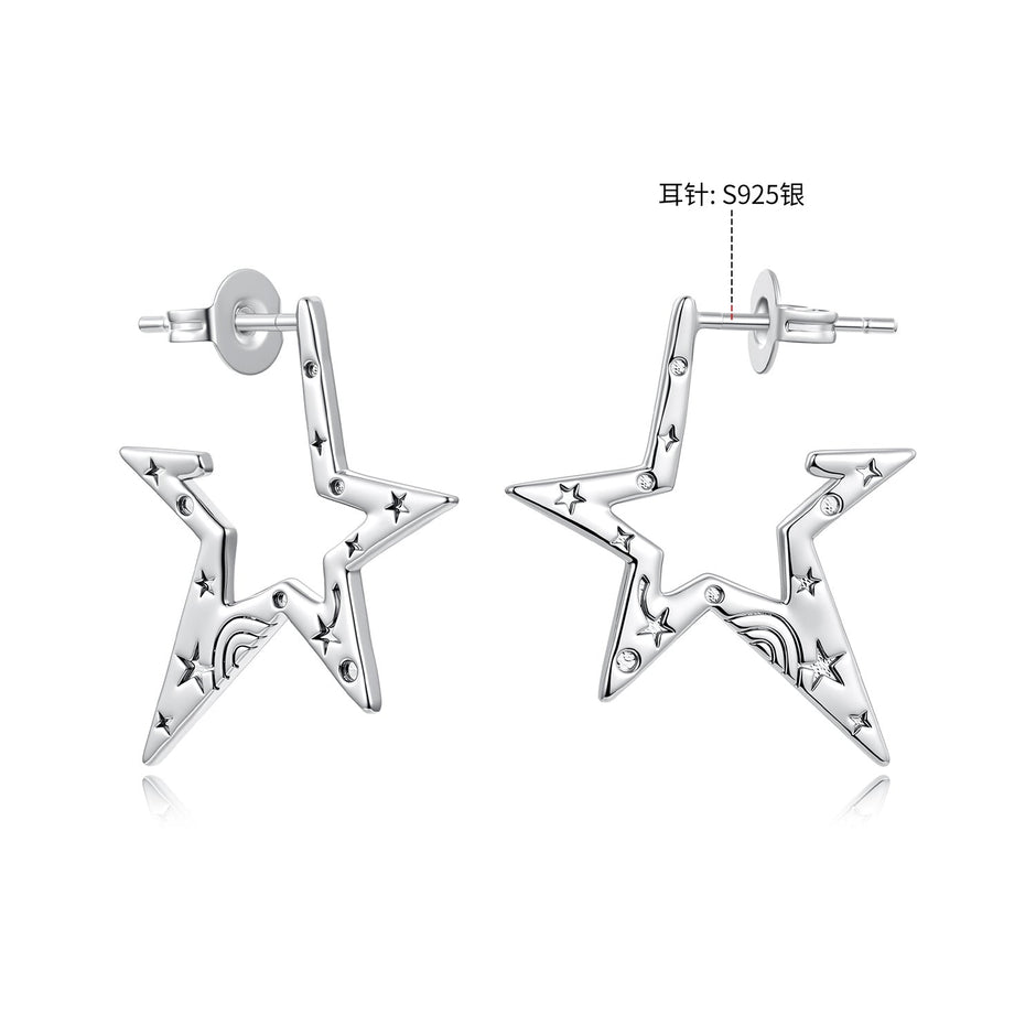 925 Sterling Silver White Gold Plated 2.3 cm Copper Earrings for Women