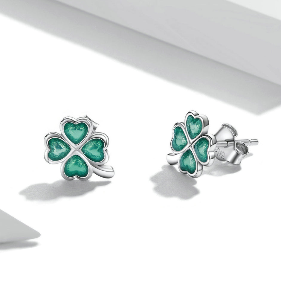 925 Sterling Silver Enamel Plated Platinum Earrings for Women