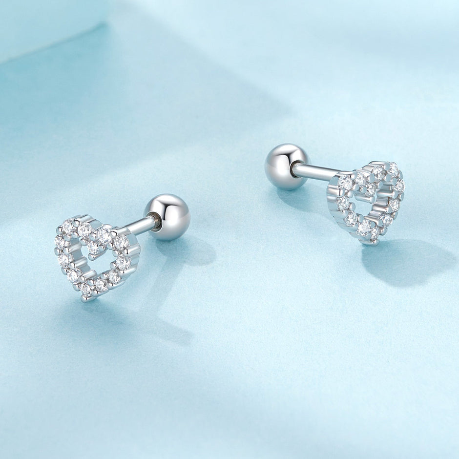 925 Sterling Silver White Gold Plated Earrings with CZ for Women