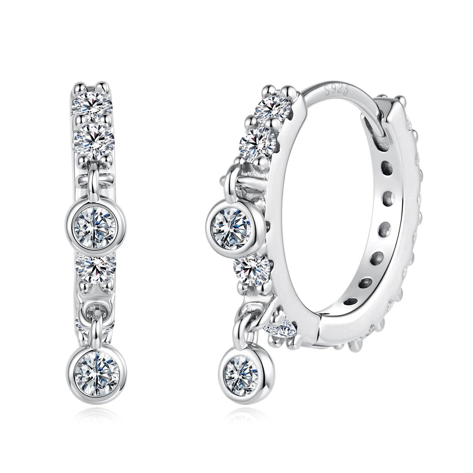 925 Sterling Silver White Gold Plated CZ Hoop Earrings for Women
