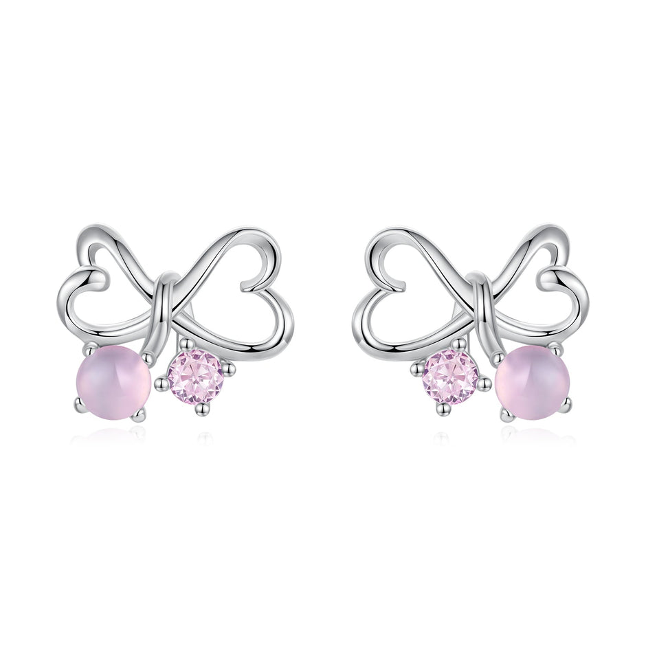 925 Sterling Silver Earrings with Pavé Setting CZ and Transparent Glass for Women