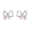 925 Sterling Silver Earrings with Pavé Setting CZ and Transparent Glass for Women