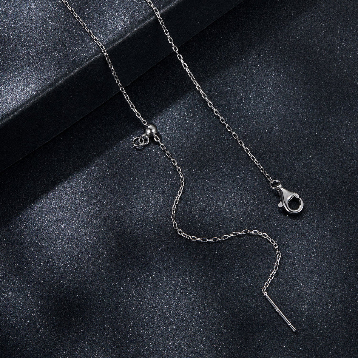 925 Sterling Silver + Moissanite Adjustable Necklace for Women - White Gold 0.5ct & 0.1ct