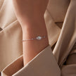925 Sterling Silver White Gold Plated Bracelet with Synthetic Opal - Length 15+6cm for Women