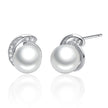 925 Sterling Silver Pavé Setting Earrings with Quality Shell Pearl