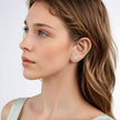 925 Sterling Silver Earrings with Pavé Setting CZ and White Gold Plating, 0.8cm for Women