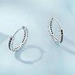 925 Sterling Silver Oxidized Pavé CZ Earrings
