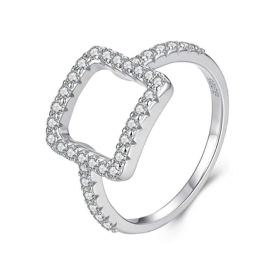 925 Sterling Silver White Gold Plated Size 6 Moissanite Ring for Women