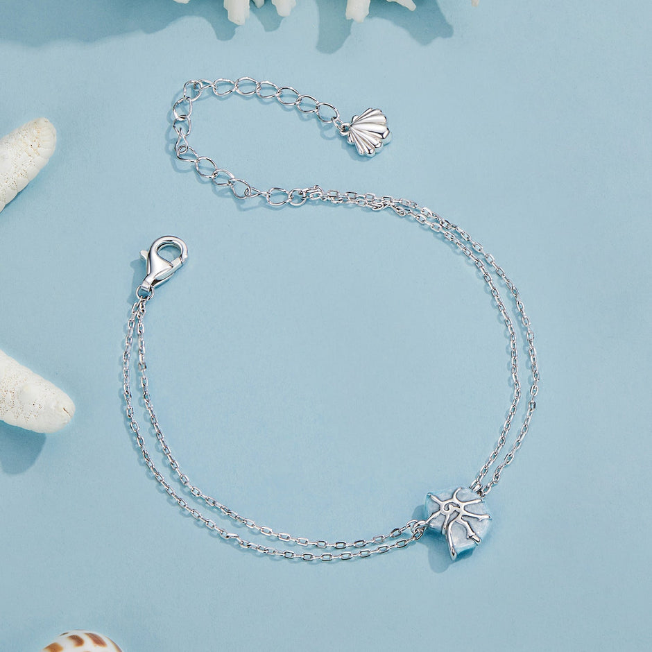 925 Sterling Silver White Gold Plated Bracelet with Enamel Process