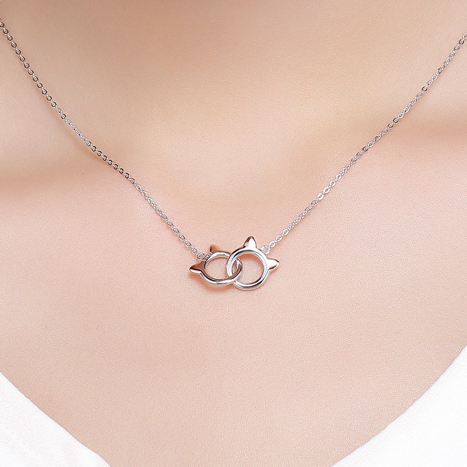 925 Sterling Silver Necklace, Length 38-45cm, Pendant 1.2*1cm, for Women