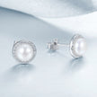 925 Sterling Silver Freshwater Pearl Earrings with CZ for Women
