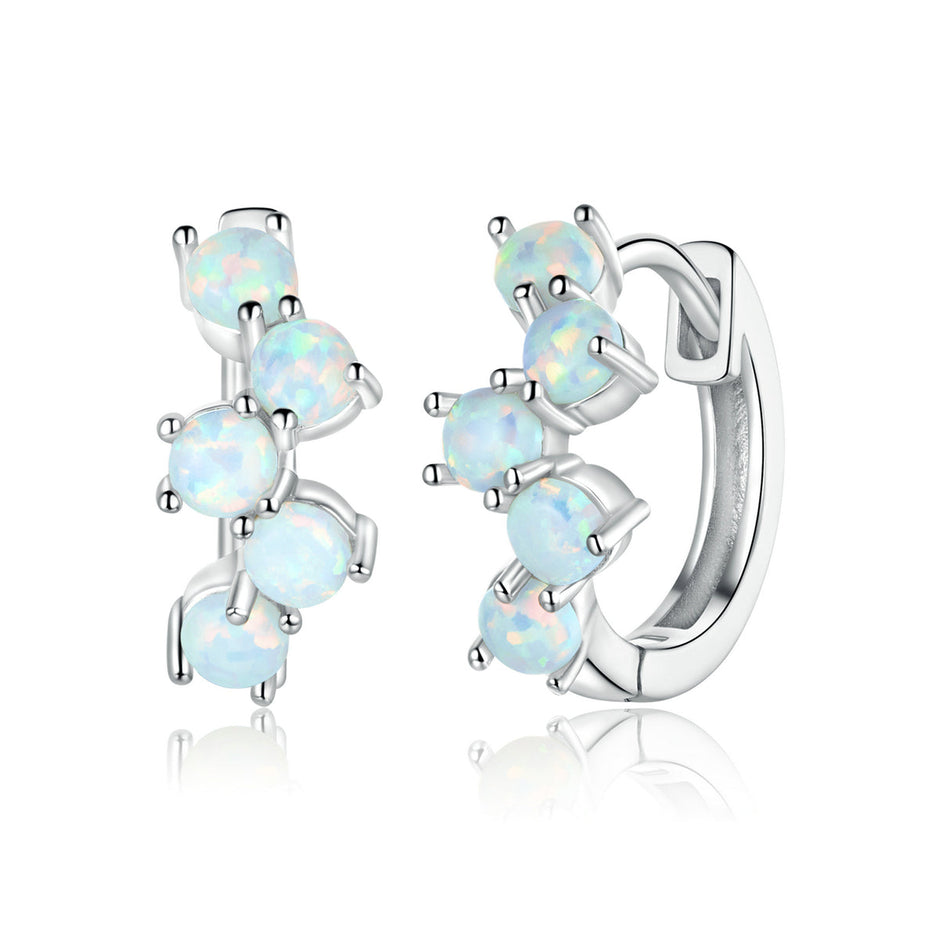 925 Sterling Silver Earrings with Translucent Opal