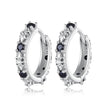 S925 Oxidized Silver Pavé CZ Earrings Size 14*2.5mm for Women