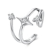 925 Sterling Silver Oxidized CZ Ring with Pavé Setting for Women
