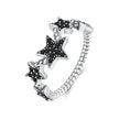 925 Sterling Silver Oxidized Rings with Pavé Setting CZ, Size 6.0 for Women