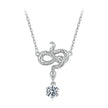 925 Sterling Silver Moissanite 0.50 Carat Necklace with CZ Pavé Setting in White Gold, 40+5cm for Women