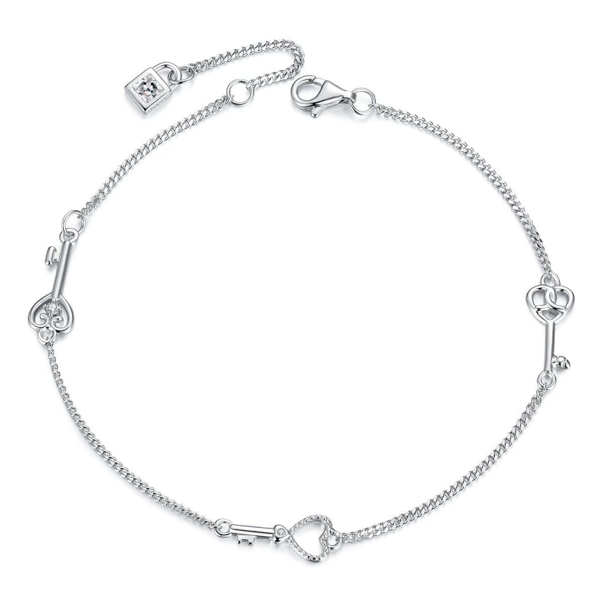 925 Sterling Silver White Gold Plated 21cm Pavé CZ Bracelet for Women