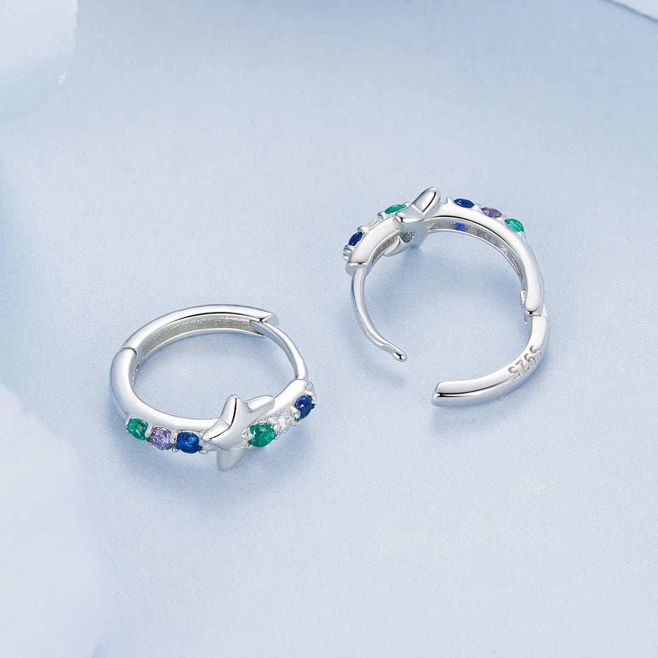 925 Sterling Silver Earrings with Pavé Setting CZ in White Gold for Women