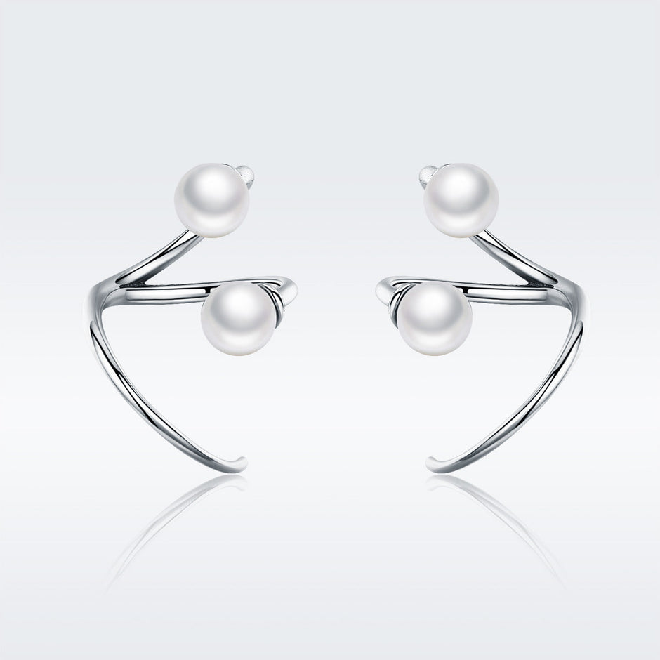 925 Sterling Silver Oxidized Earrings with Shell Pearl for Women