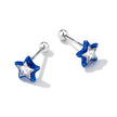 925 Sterling Silver Enamel CZ Stud Earrings in Platinum Plating
