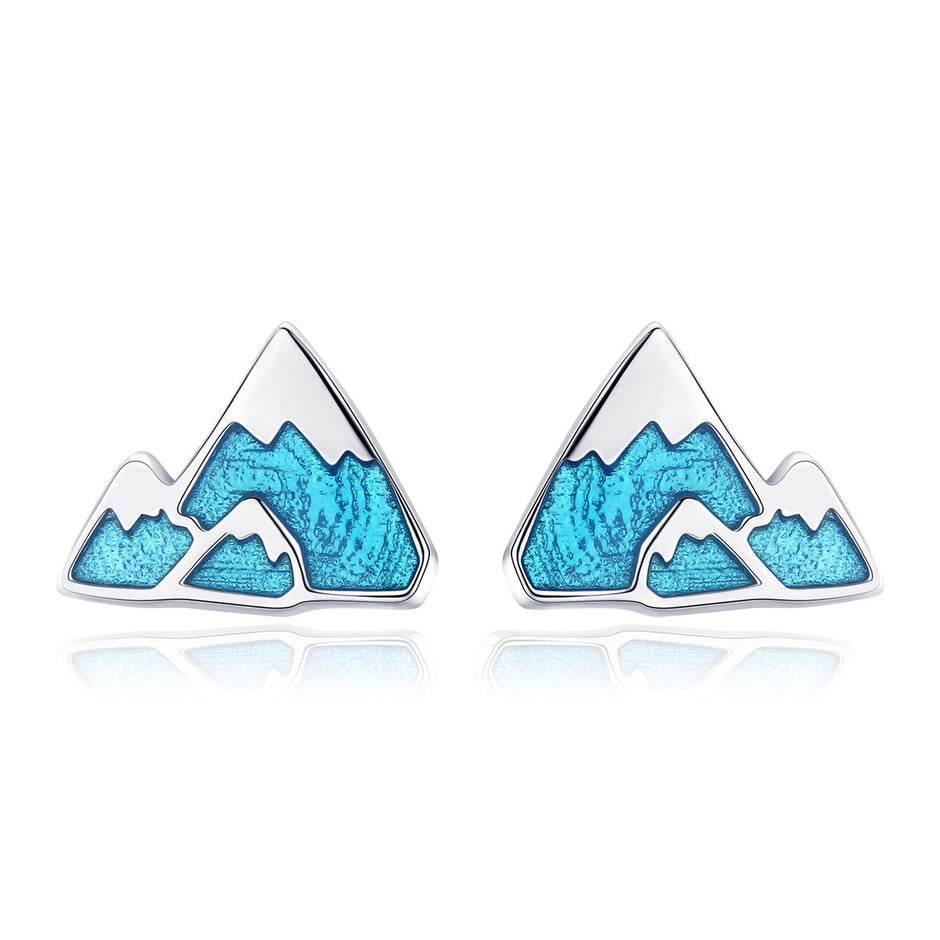 S925 Sterling Silver Earrings 0.7*0.9cm with Plated Platinum and Enamel