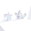 925 Sterling Silver Opal Earrings for Women - Star & Moon Design