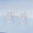 925 Sterling Silver Earrings with Pavé Setting CZ in White Gold Plating - 1.2x0.8cm for Women