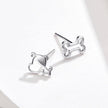 925 Sterling Silver Earrings for Women, 0.5-0.6cm, Bone and Dog Design, Platinum Plated