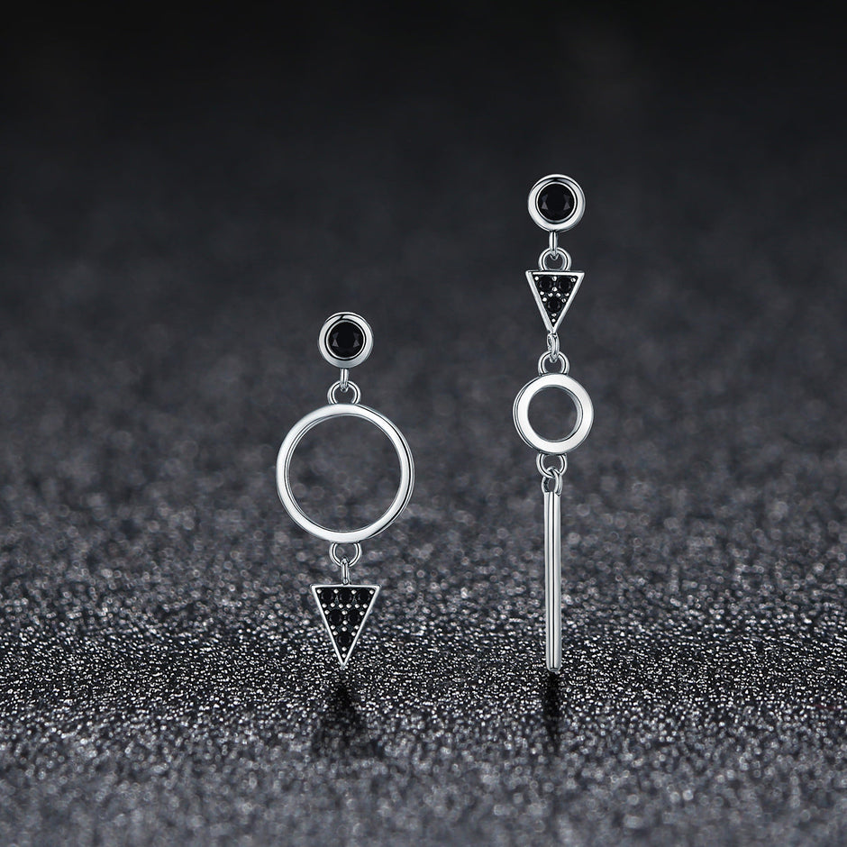 925 Sterling Silver Oxidized Pavé Setting CZ Earrings