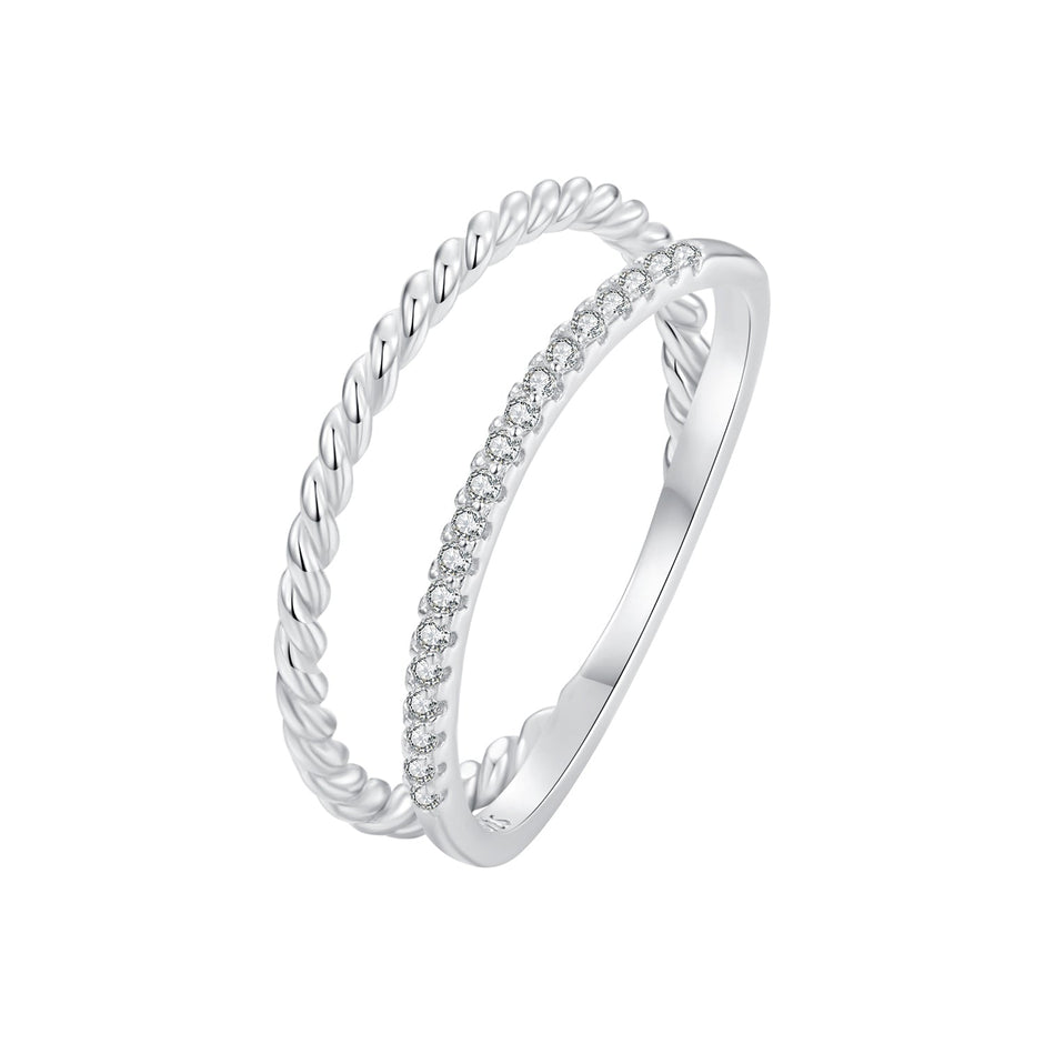 925 Sterling Silver Ring 6.0 Size with Pavé Setting CZ