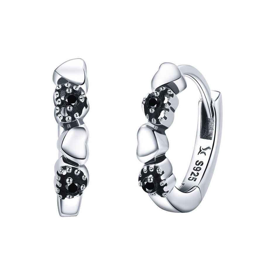 925 Sterling Silver Earrings with Pavé Setting CZ, 1.1*0.3cm