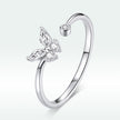 925 Sterling Silver Ring with Pavé Setting CZ, Butterfly Design, 0.6cm for Women