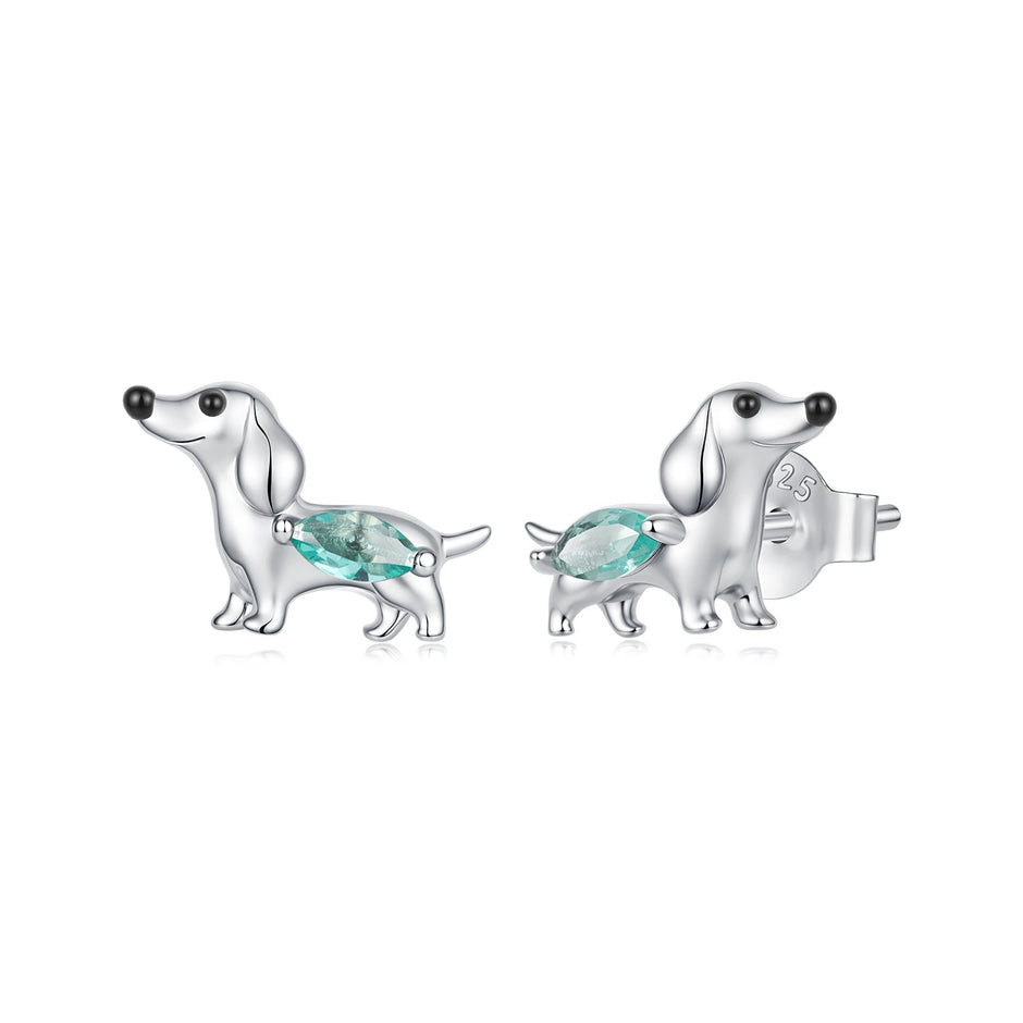 925 Sterling Silver White Gold Plated Transparent Glass Enamel 0.7 x 1.0 cm Earrings for Women