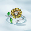 925 Sterling Silver Enamel Pavé Setting CZ Oxidized Silver Ring