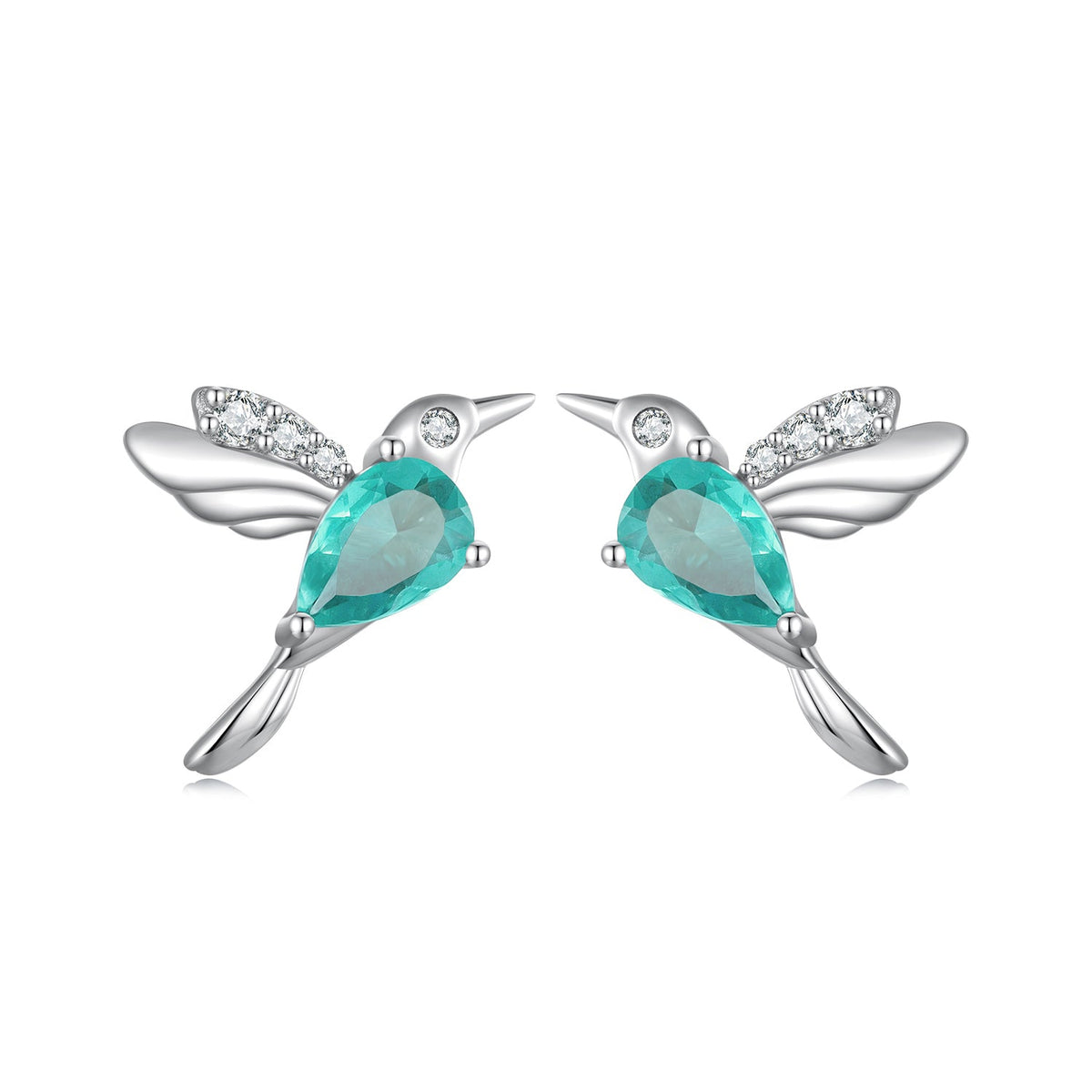 925 Sterling Silver Transparent Glass Earrings with CZ for Women