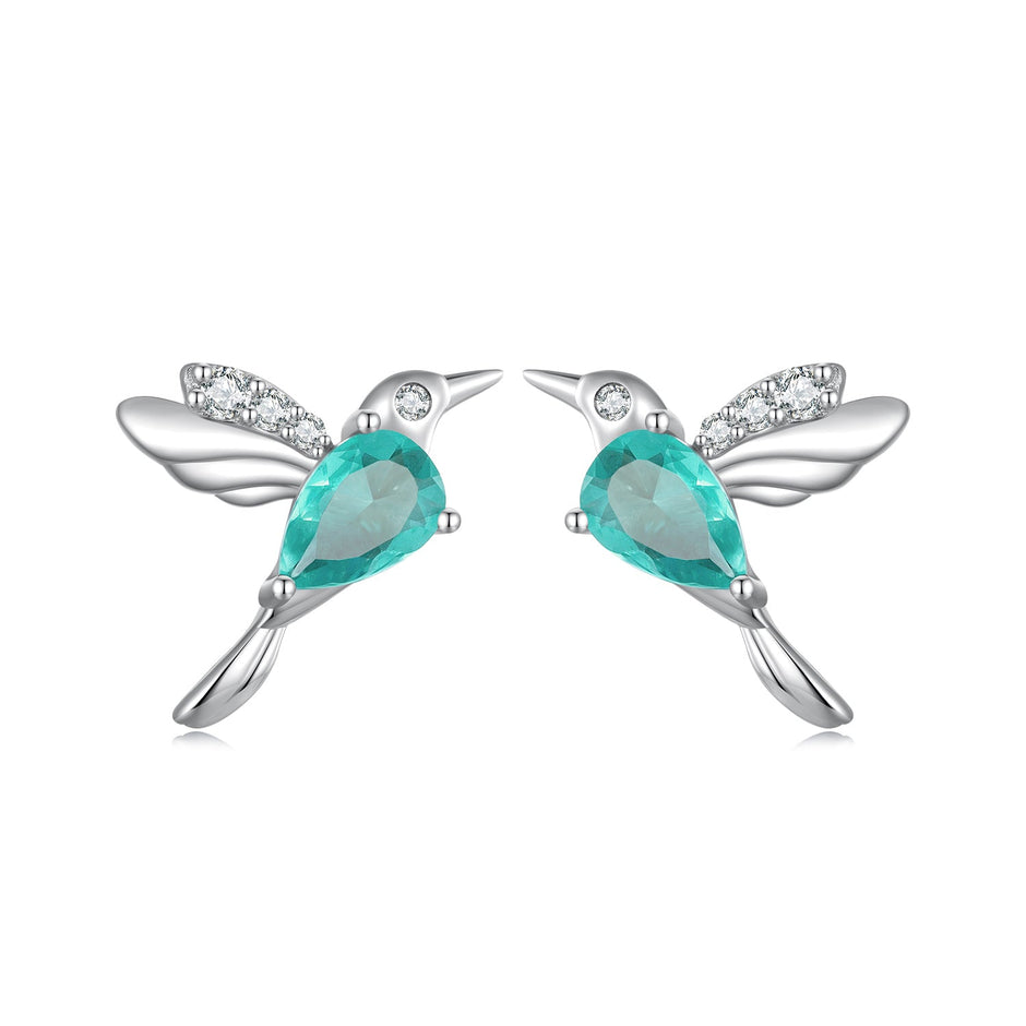 925 Sterling Silver Transparent Glass Earrings with CZ for Women