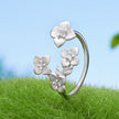 925 Sterling Silver Women's Ring with Pavé Set CZ and White Gold Plating - Style E