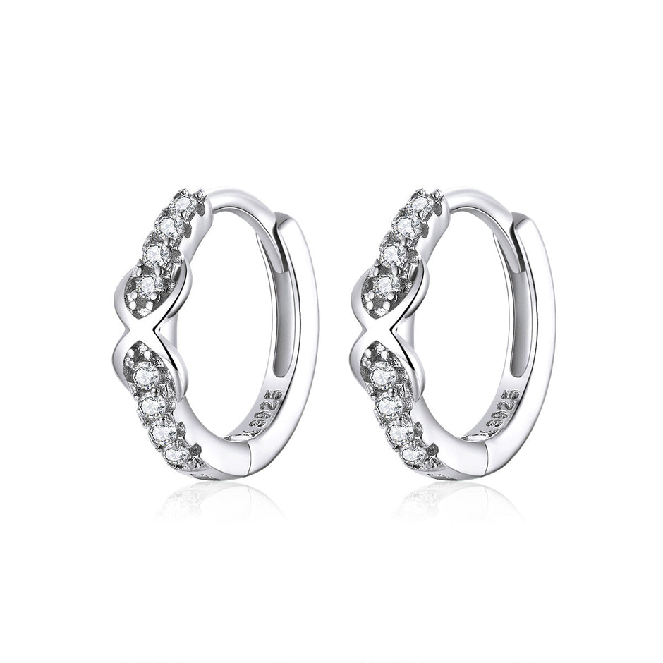 925 Sterling Silver Plated Platinum CZ Pavé Earrings for Women