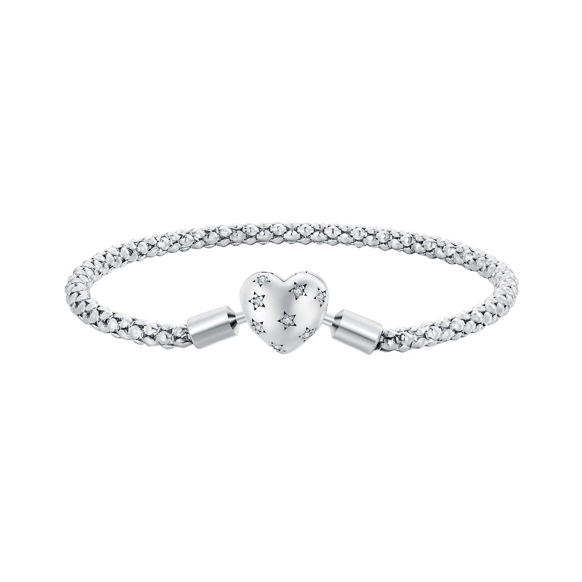 925 Sterling Silver Oxidized Silver Bracelets 17.0 Size with CZ for Women