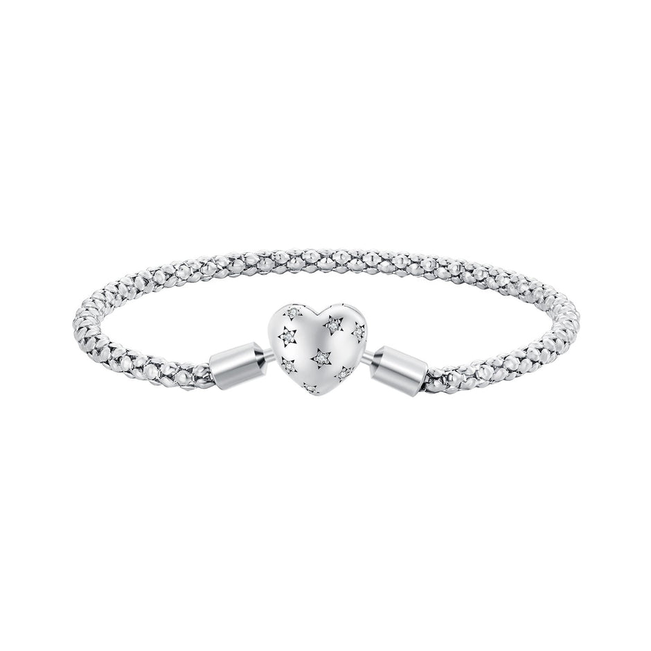 925 Sterling Silver Oxidized Silver Bracelets 17.0 Size with CZ for Women