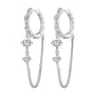 925 Sterling Silver Earrings with Pavé Setting CZ, 34*6mm for Women