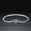 925 Sterling Silver Bracelet with Cat Head Charm, 17cm for Women
